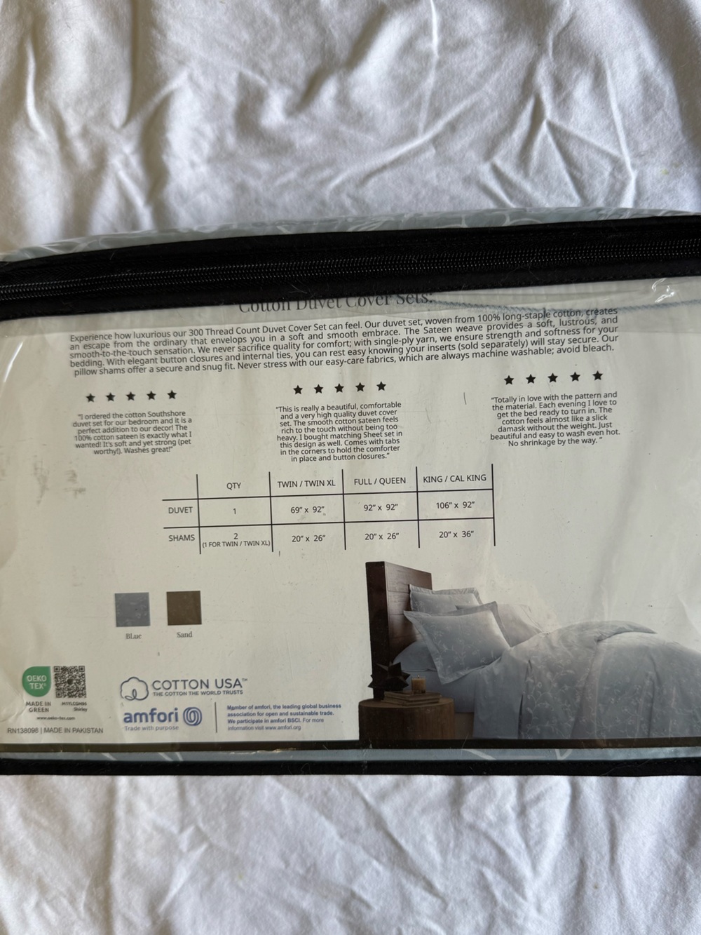 NWT Southshore Fine Linens 300TC Cotton Duvet Cover Set —King/Cal King - Picture 3 of 3